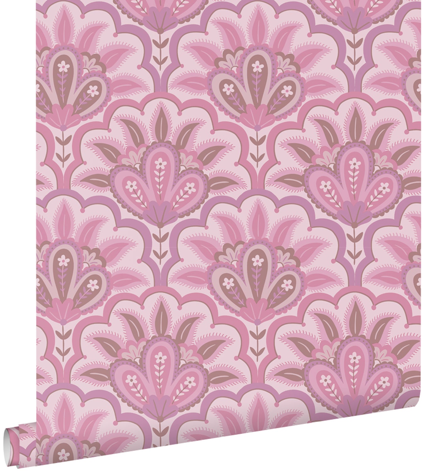 Tapeta orientalny barokowy motyw fioletowymIróżowym - 50 x 900 cm - ESTAHOME