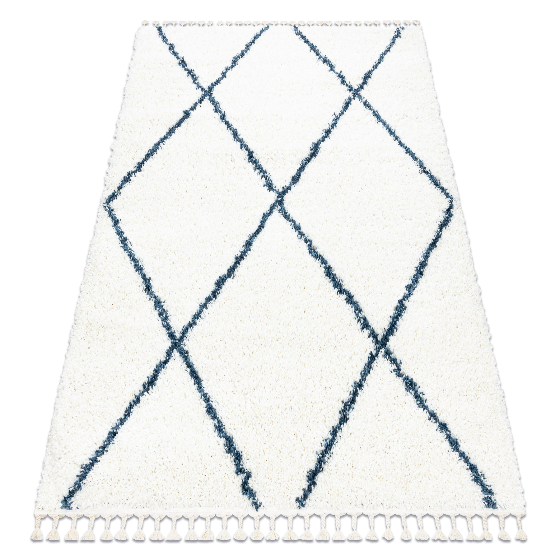 Alfombra union 3683 conducción crema / azul franjas bereber marroquí shaggy 120x170 cm