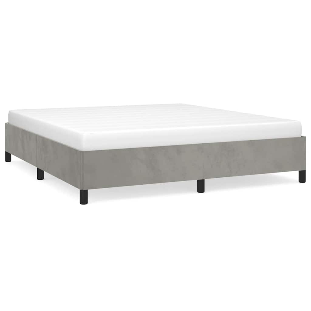 Cadre de lit gris clair 193 x 203 cm velours - 2