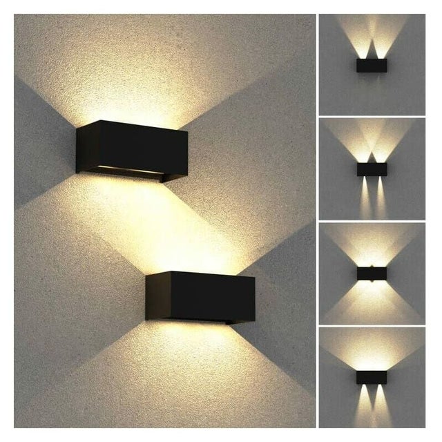 Applique murale intérieure/exterieure led 24W,Avec Angle de Faisceau Réglable Etanches IP65 eclairage exterieur led,3000K Blanc Chaud Noir , 2 unité