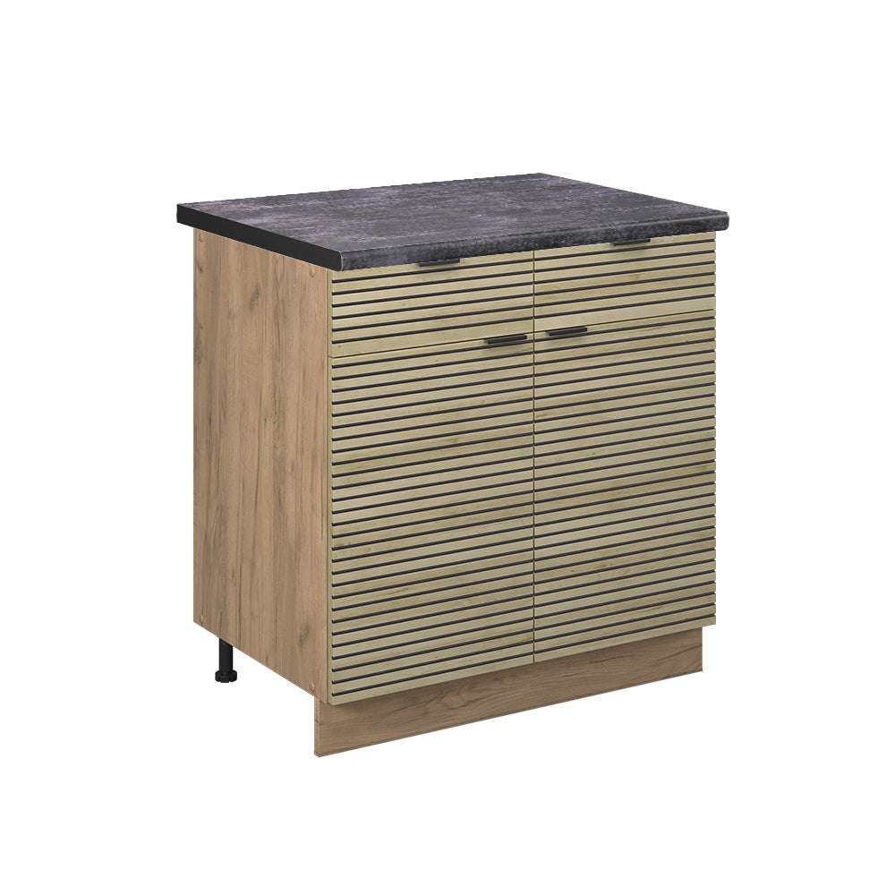 Vicco Szafka dolna do kuchni Fame-Line, Panel dębowy, 80 cm , BP Antracyt
