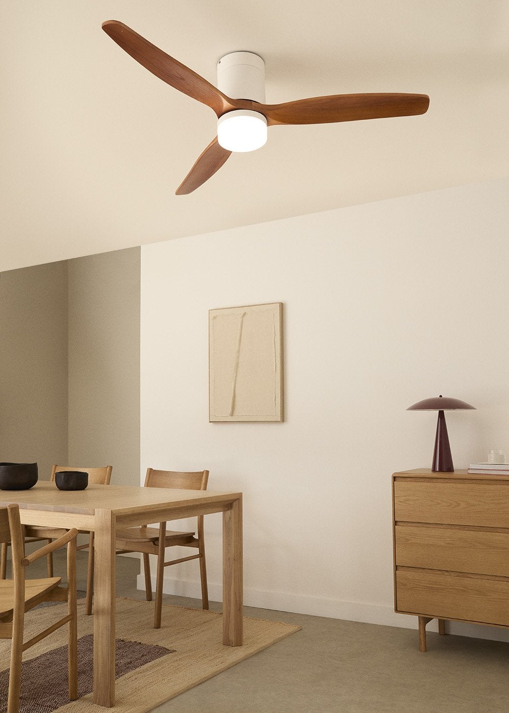 CREATE - WIND CALM M - Ventilateur de plafond silencieux 40W avec pales techniques en ABS Ø132cm avec eclaraige avec contrôleur mural - 3