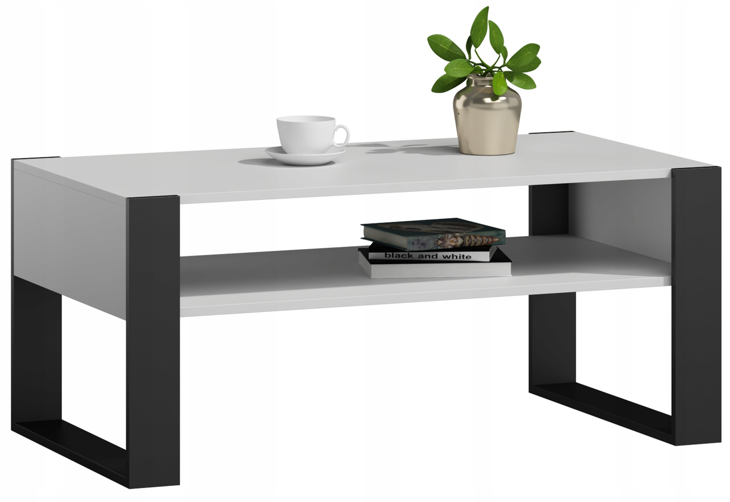 Ława stolik kawowy KAJA biało-czarna loft retro