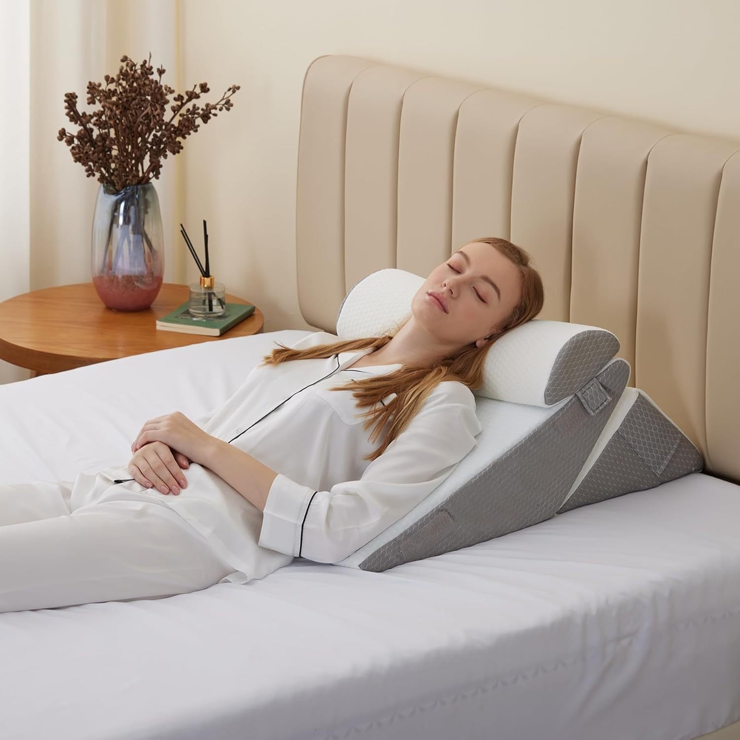 Ensemble de trois coussins postopératoires en forme de coin,Coussin en forme de coin ajustable, idéal pour dormir, incliner la tête de lit et - 8