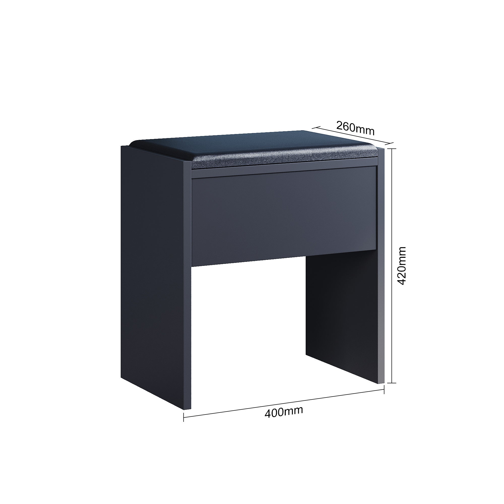 SIRHONA Coiffeuse avec Miroir et Tabouret Blanc,Ensemble de Coiffeuse avec Ampoules LED à Intensité Variable,Grand Tiroir,Noir 80x40x140cm - 6