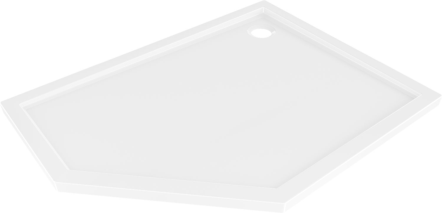 Mexen Flow brodzik pięciokątny slim prawy 100 x 90 cm, biały połysk - 46P109010R