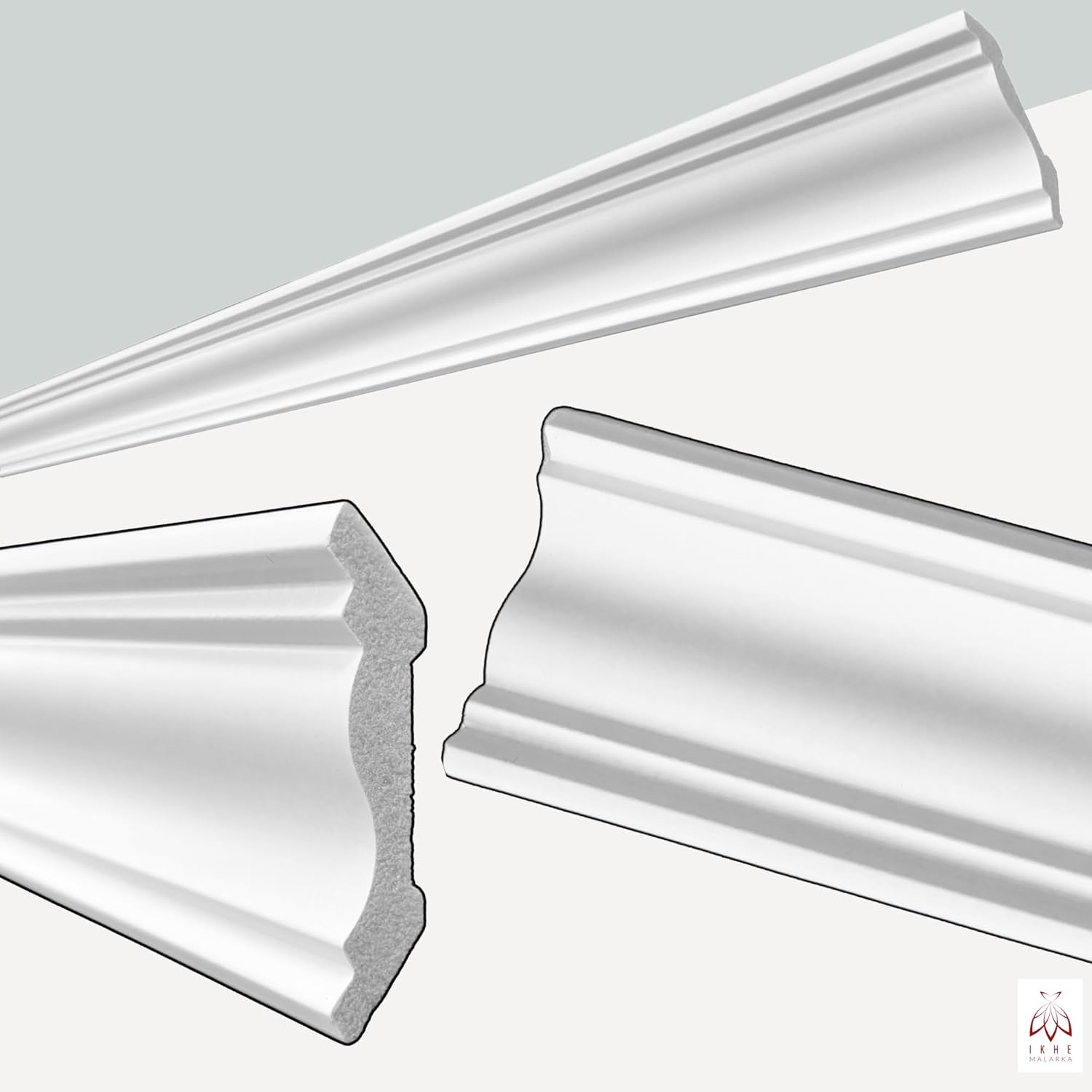 Cornisas 100 cm – molduras decorativas para pared y techo en PS, ligeras, resistentes, pintables, fácil instalación JC80-W - 3