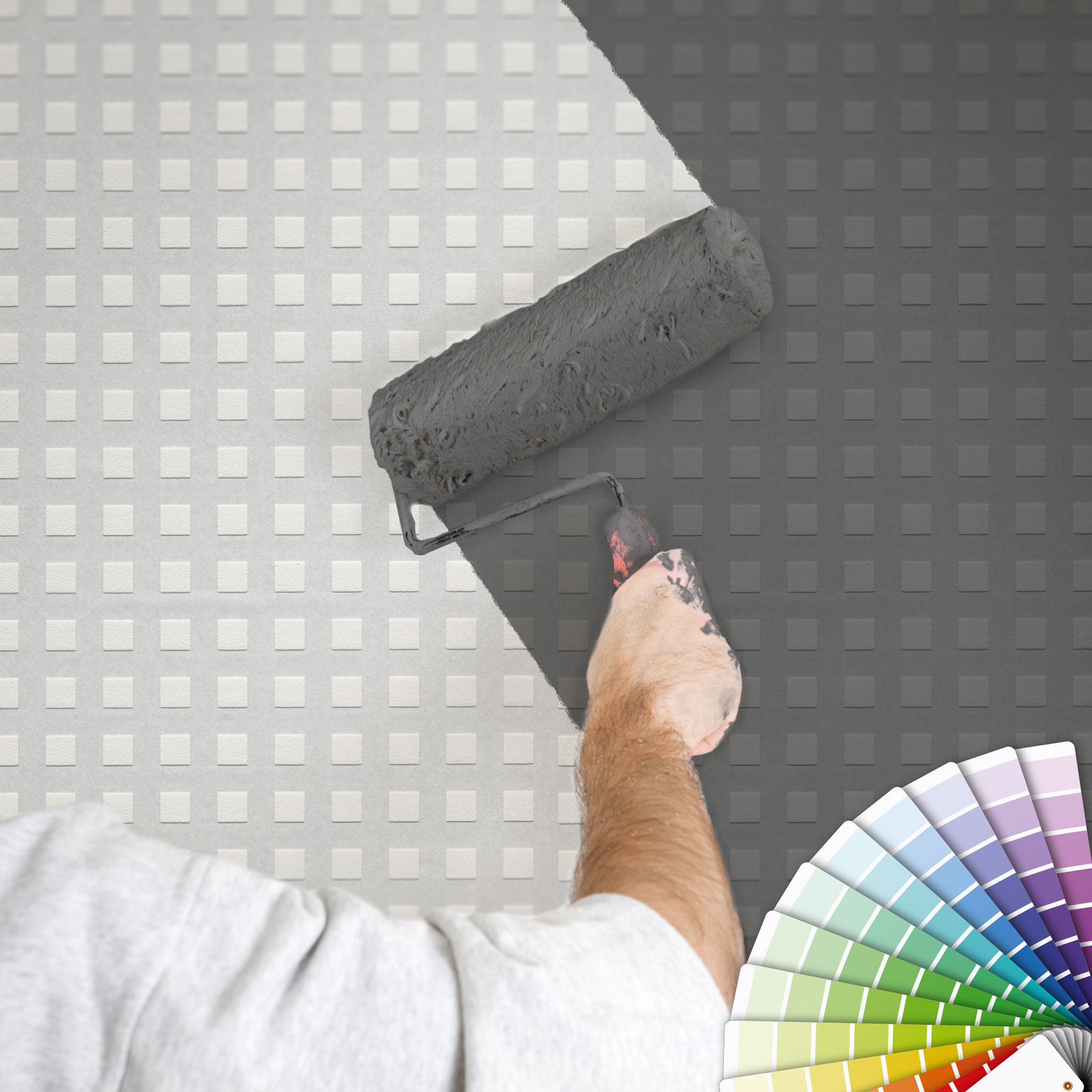 Papel pintado gris y beige estilo retro papel pintado geométrico con estampado de cuadrados papel pintado vinílico moderno