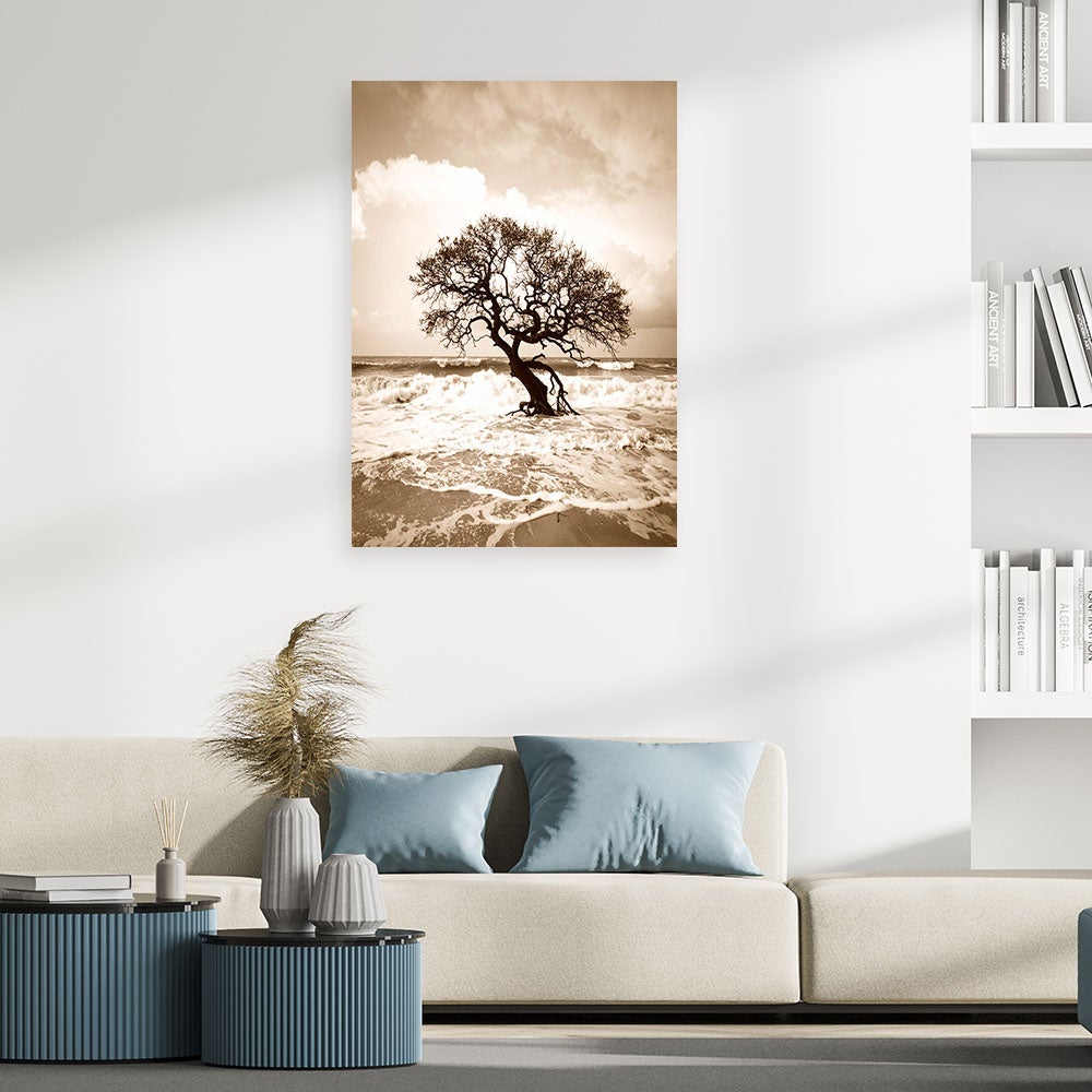 Obraz do salonu sypialni biura, Krajobraz morski Plaża Drzewo w stylu vintage 40x60 - 2