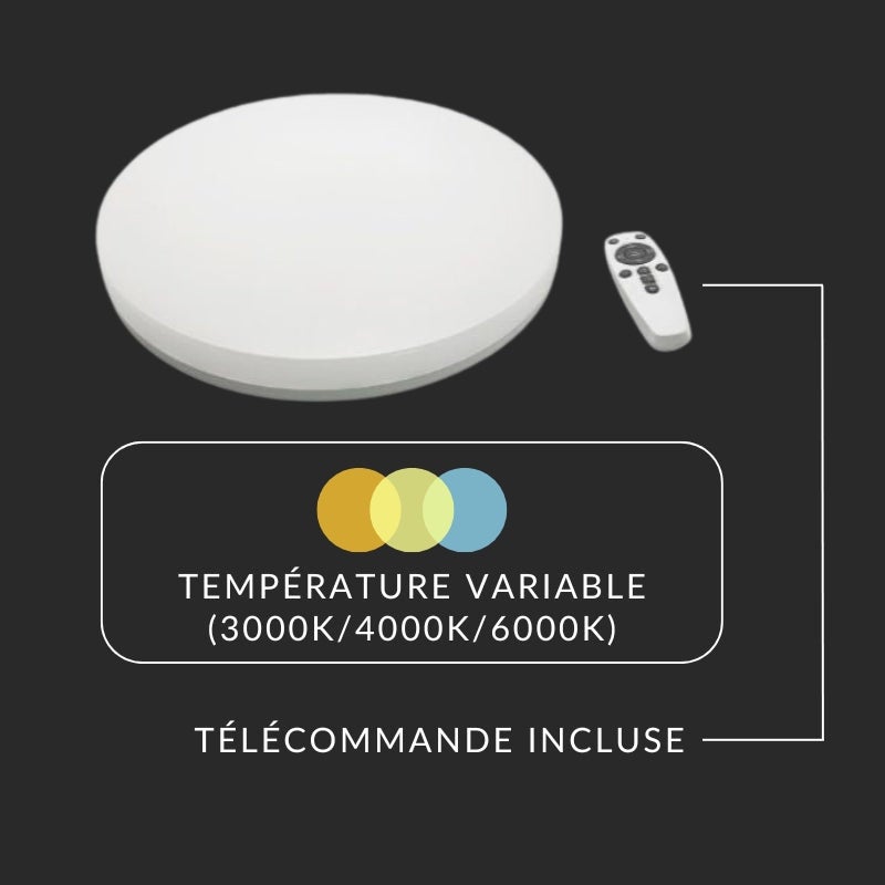 Plafonnier LED 36W Rond à Température Variable 220V - 3000K/4000K/6500K - SILAMP - 4