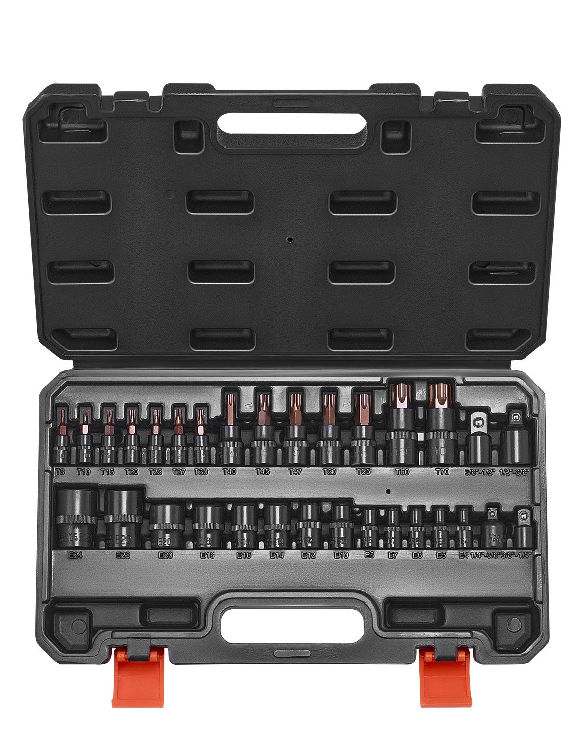 Zestaw nasadek wiertarskich Torx Torx zewnętrzny 31-częściowy T8-T70 E4-E24 Stal VEVOR