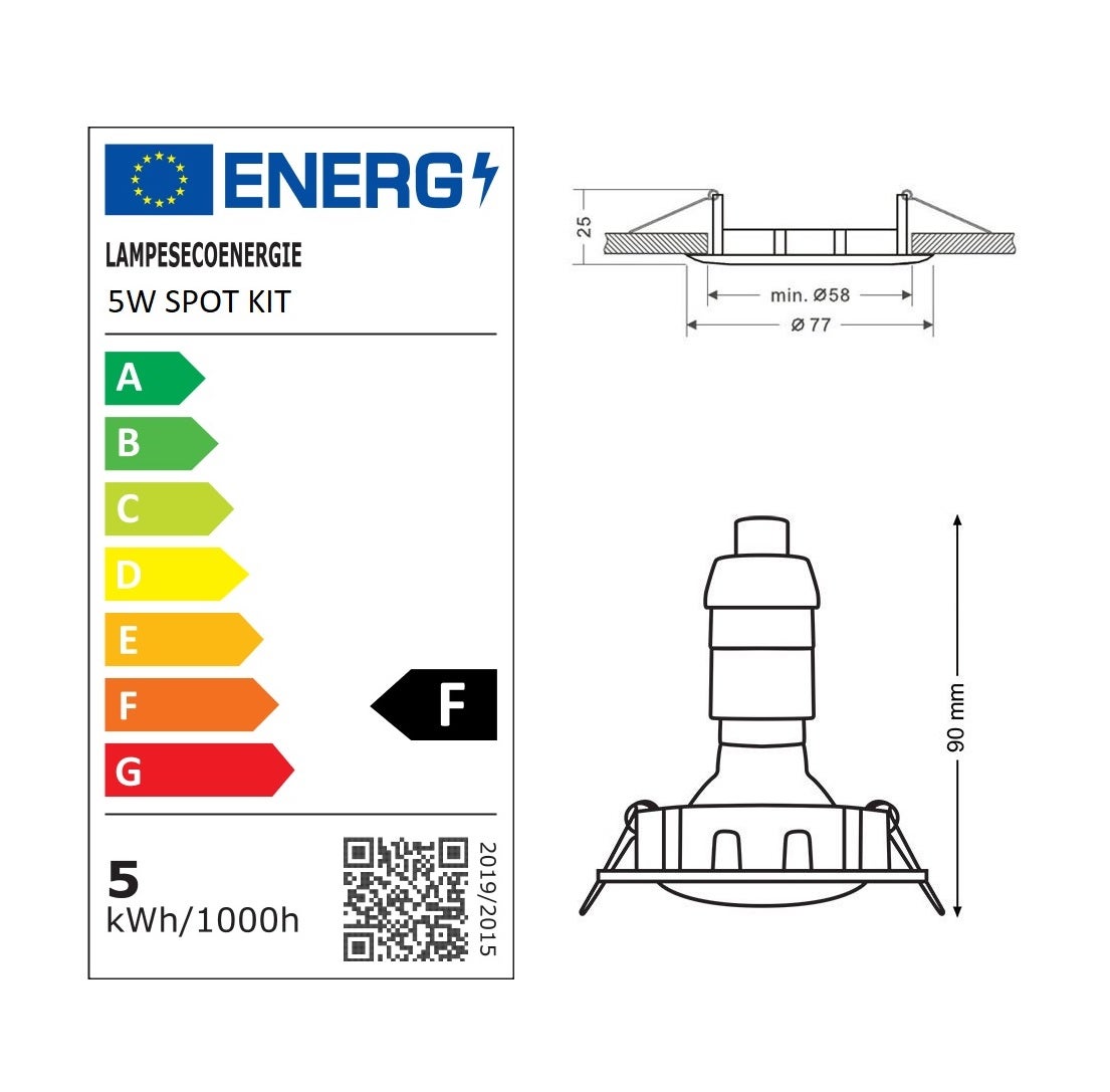 Lot de 8 spot led encastrable complète ronde fixe alu brossé blanc neutre eq. 50w - 6