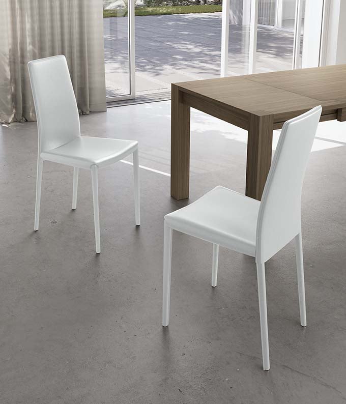 Kitty - białe krzesło ze sztucznej skóry, 4 szt.