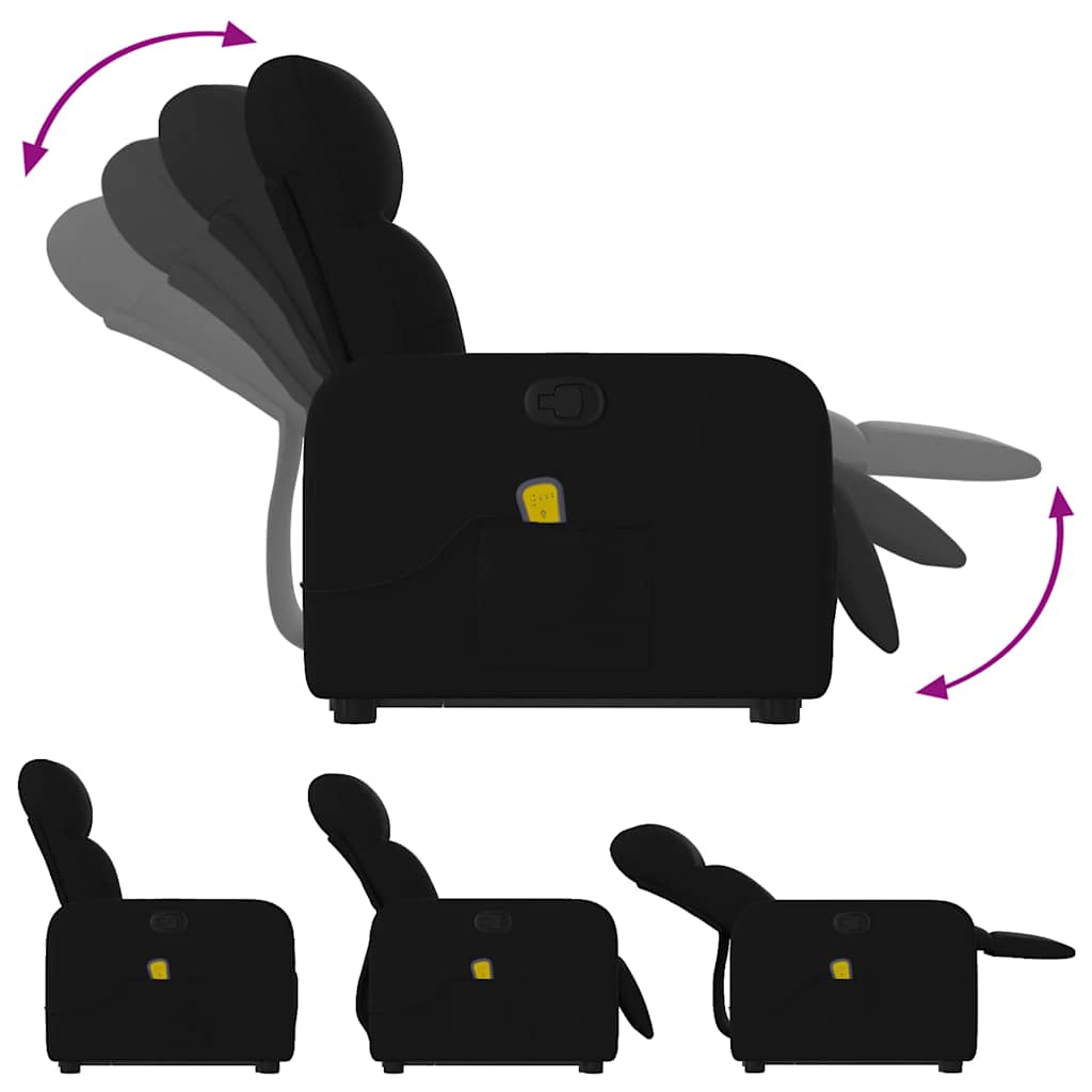 Fauteuil de massage inclinable Noir Tissu - 7