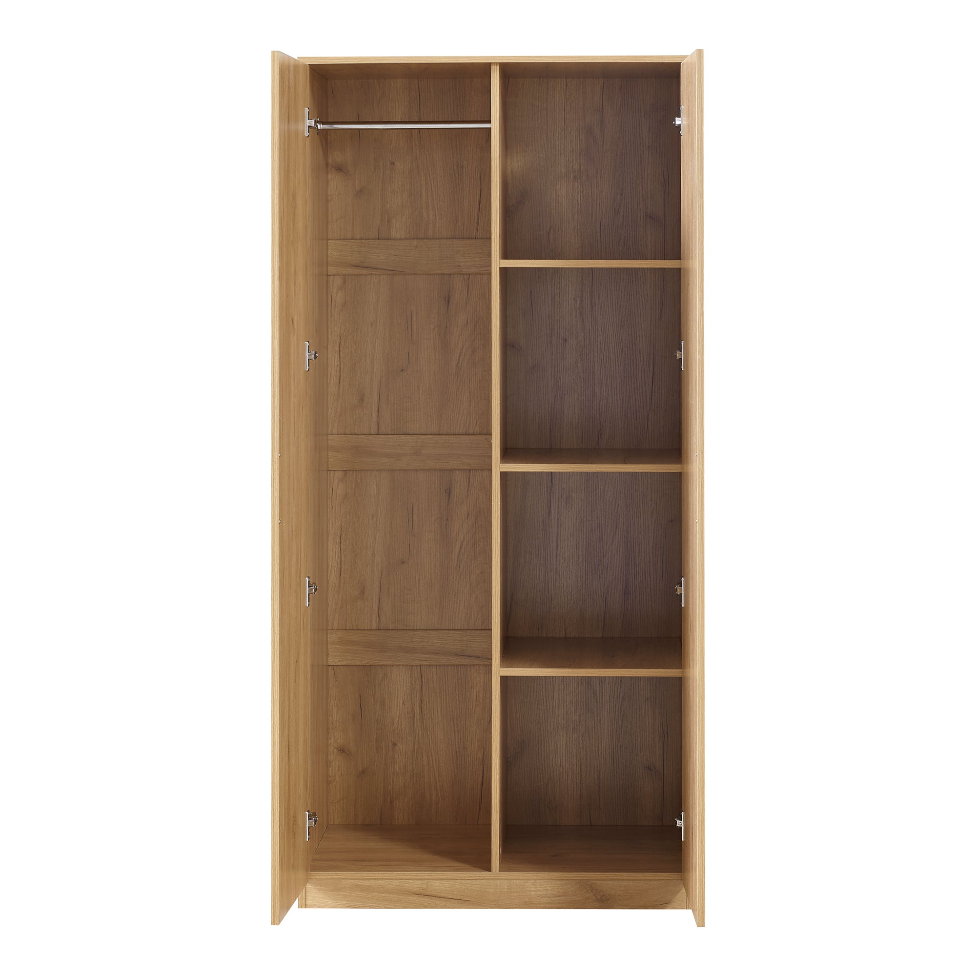 Armoire de chambre Eiselfing 1 penderie et 4 étagères MDF 176 x 80 x 52 cm effet chêne [en.casa] - 6
