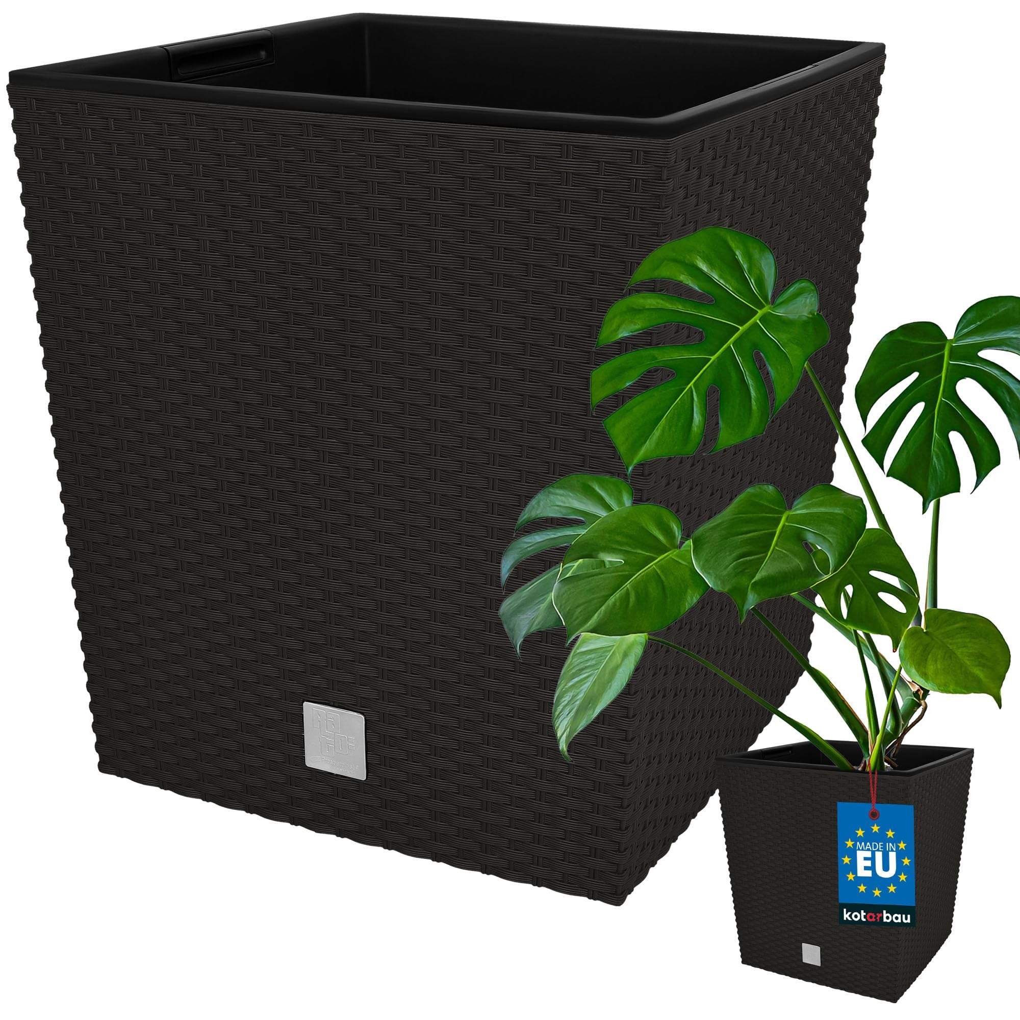 Donica doniczka 40 cm ogrodowa balkon taras kwiaty rattan umbra wkład ogród - KOTARBAU