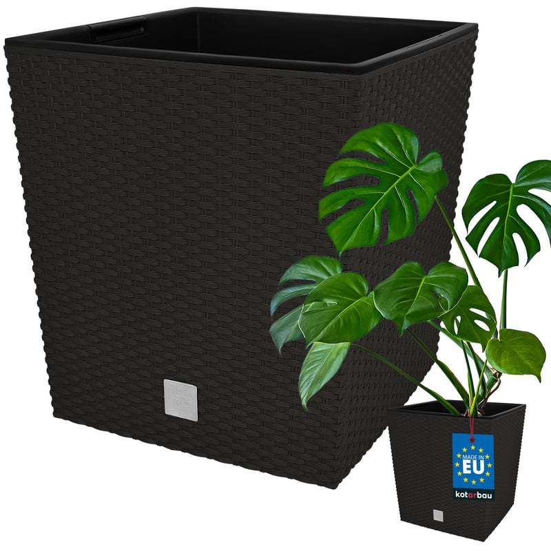 Donica doniczka 40 cm ogrodowa balkon taras kwiaty rattan umbra wkład ogród - KOTARBAU