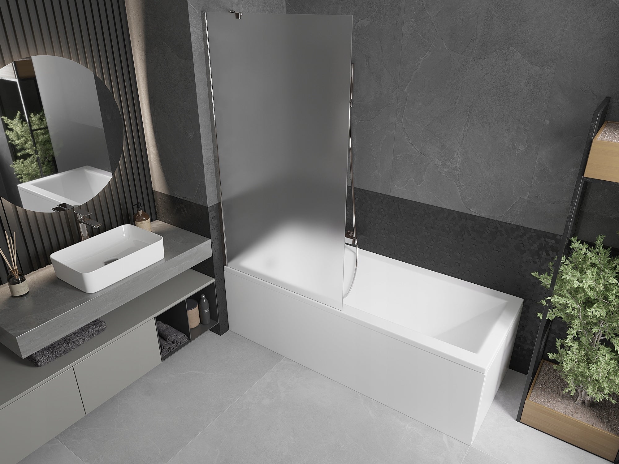 Silla Pare-baignoire fixe, 1 volet, H.150 x l.90 cm, Chromé - 3