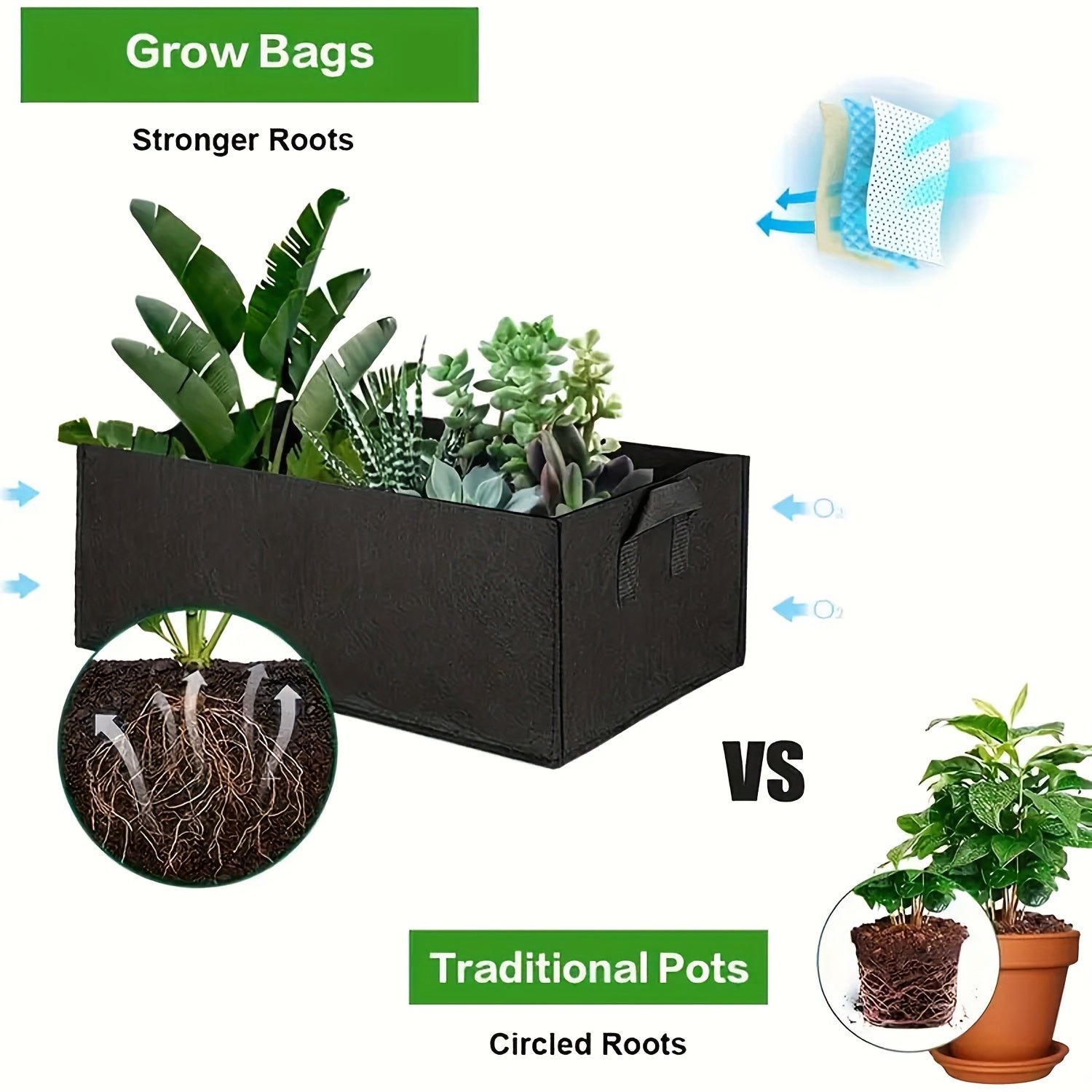 Lot de 6 sacs de plantation carrés pour pommes de terre, contrôle des racines, en tissu, outil de jardinage, pour balcon, maison, jardin - 4