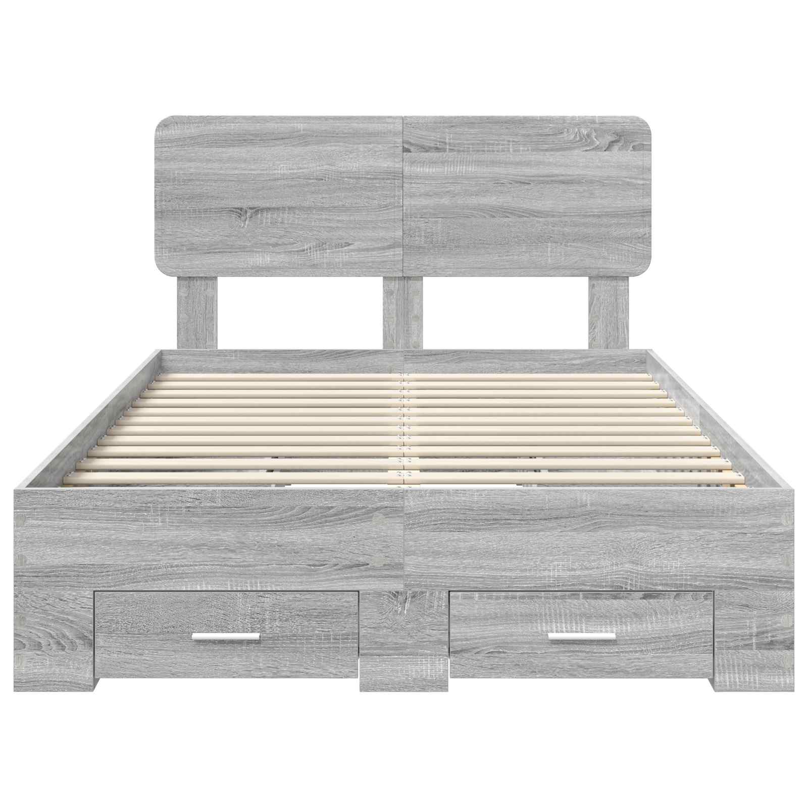 Cadre de lit en panneau de bois gris pour la chambre, 135 × 190 cm - 8