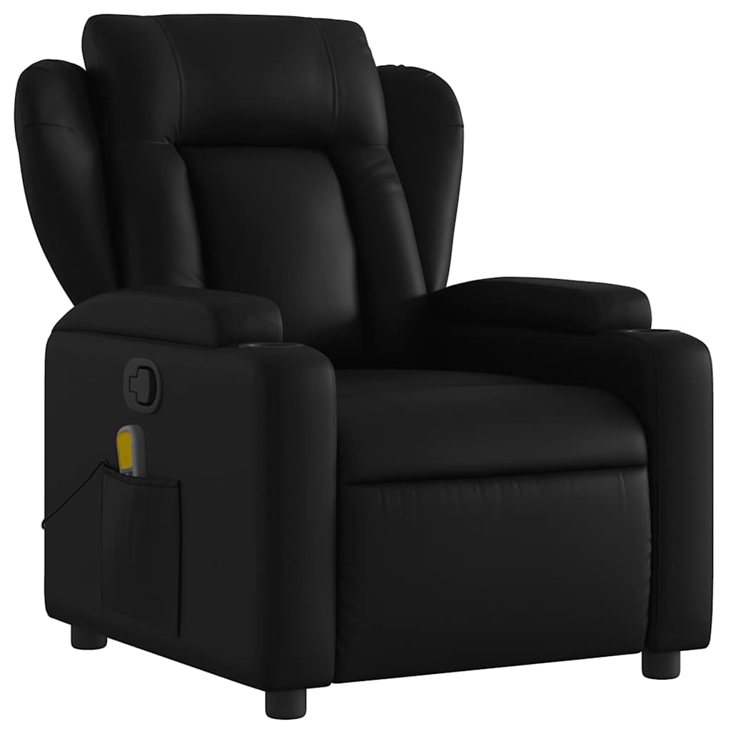 Fauteuil de Salon，Chaise，Fauteuil de massage inclinable noir similicuir - 3