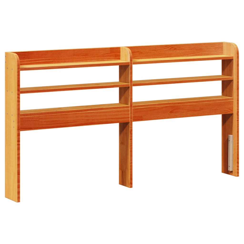 Cadre de lit avec tête de lit en bois de pin ciré marron 120x190 cm Cadre de lit avec tête de lit en bois de pin ciré marron 120x190 cm