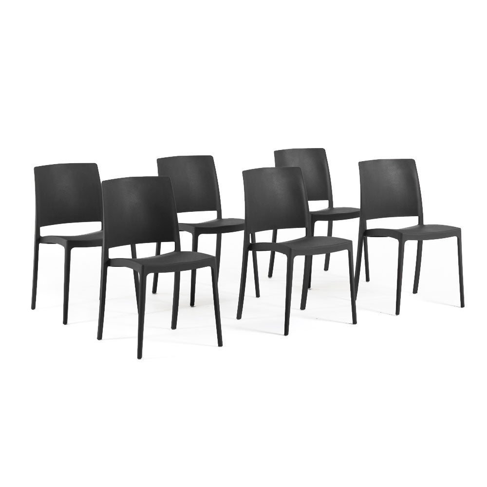 Lot De 4 Chaises De Jardin Empilables Avec Accoudoirs - Dossier Haut, Acier Laqué Noir, Textilène, 93x69x61 Cm - 10