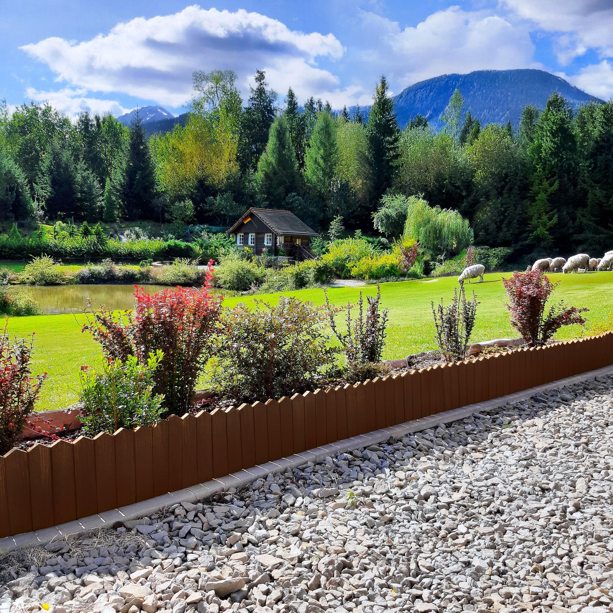 Rollborder lattes en bois | 30 cm de haut et 200 cm de long | Clôture en bois | Clôture parfaite comme bordure de jardin en osier | Marron foncé - 7