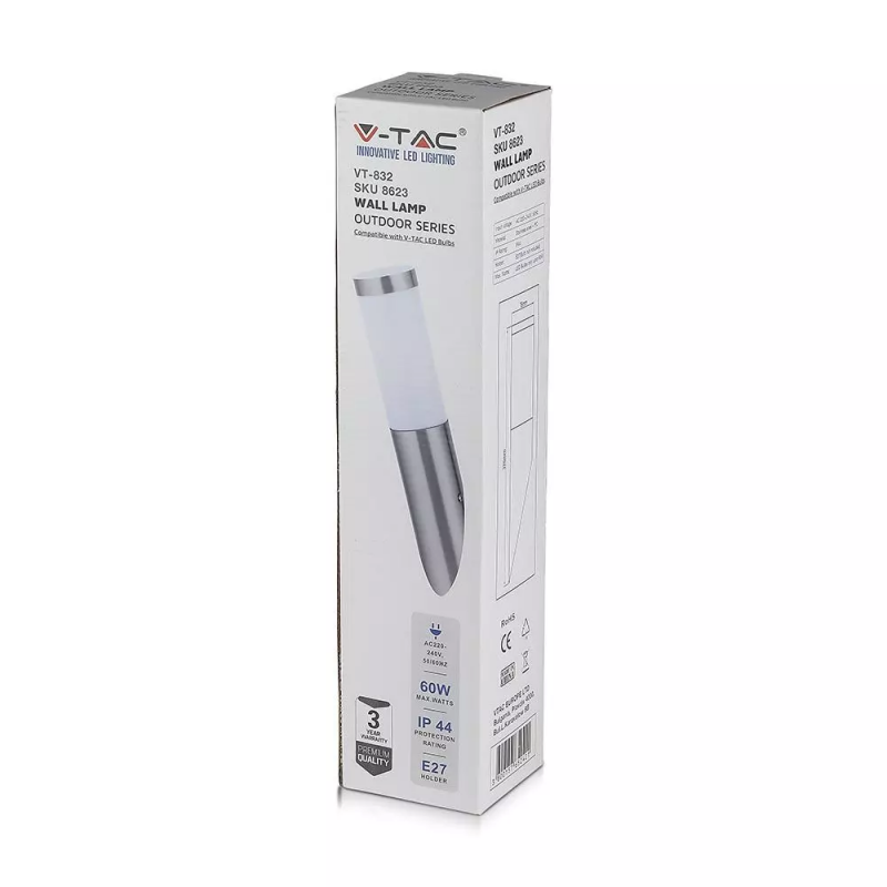 Lampada LED da Giardino con Portalampada E27 (max 60W) in Acciaio Inossidabile Fissaggio Diagonale IP44 - 7