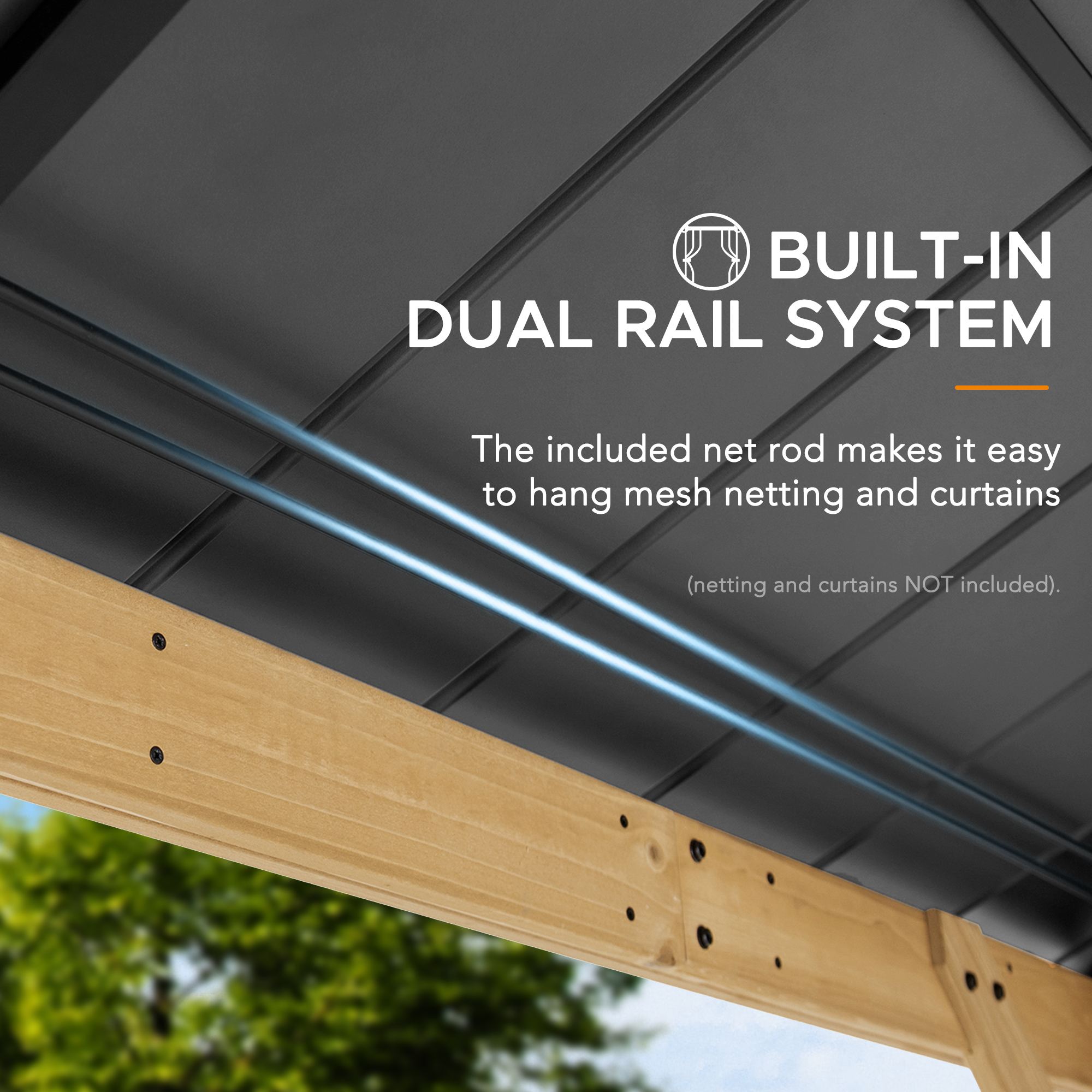 Pavillon de jardin Bruri Sunjoy, 3.9x3.4m dim. ext. (cas échéant incl. débord de toit) naturel, épaisseur paroi : 13,2m² superficie totale - 9