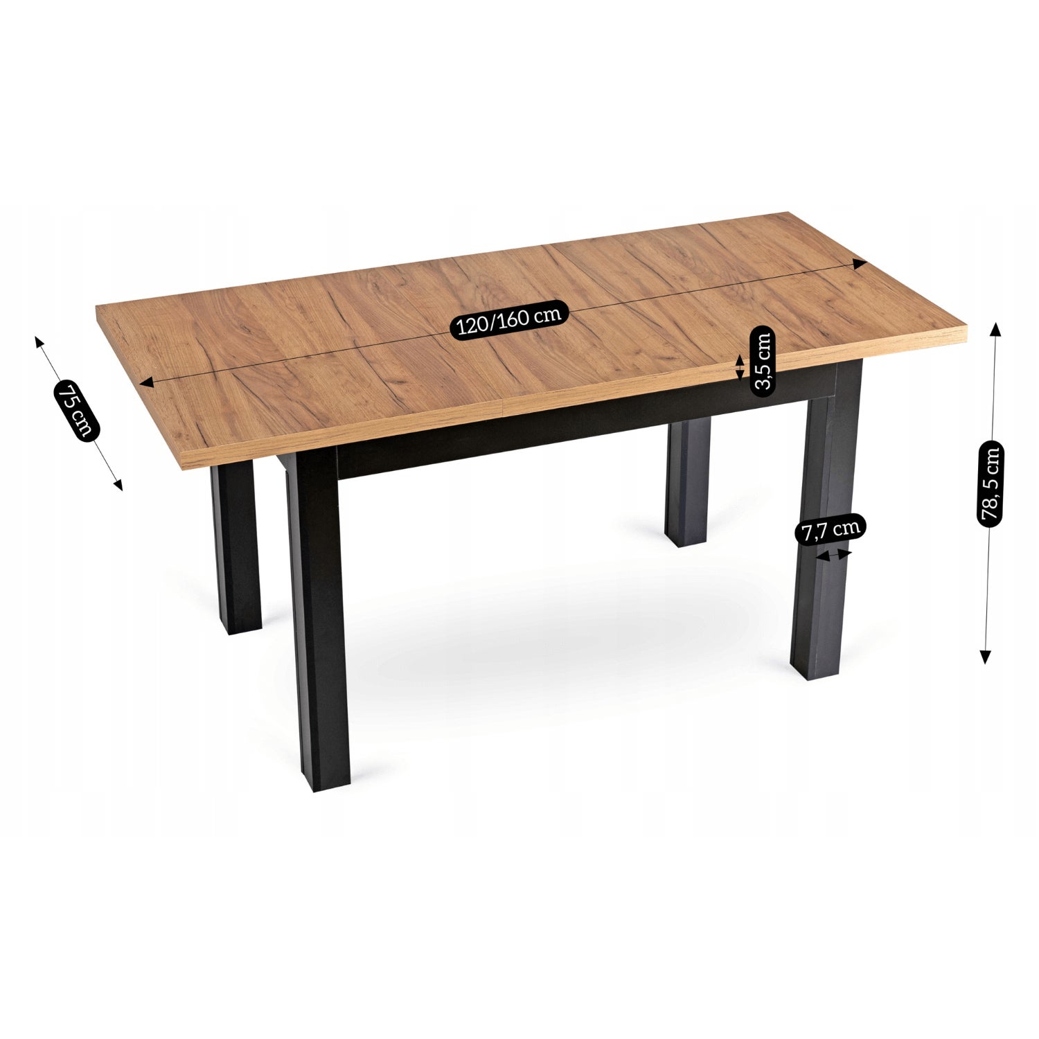 Stół Rozkładany Do Jadalni Salonu Kuchni Czarny Dąb Craft SKUBI 120/160 - 9