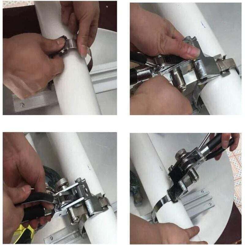 Tendeur de feuillard, Outil pour tendeur en acier inoxydable, Attaches de câble Fixation de coupe de tension, Outil de mise en bande guidé à la main - 3