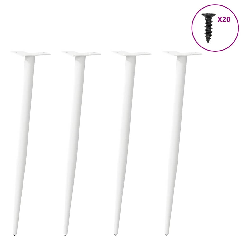 Pernas cônicas para mesa de centro 4 peças aço branco 72-73 cm - COMFORTXL - 3