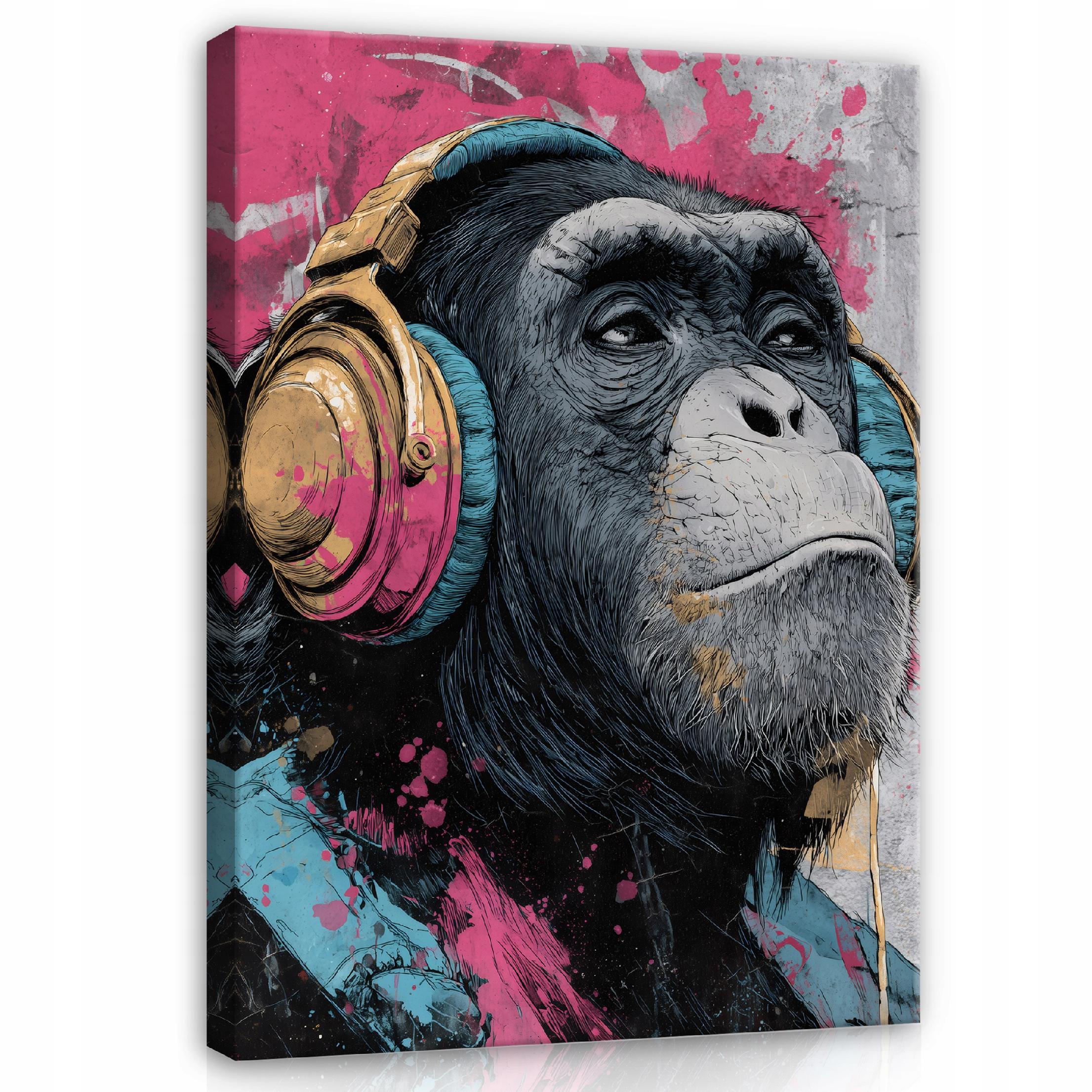 Tablou Canvas graffiti roz maimuta Tablou decorativ Living Bucatarie Tablouri de perete 70x100 cm