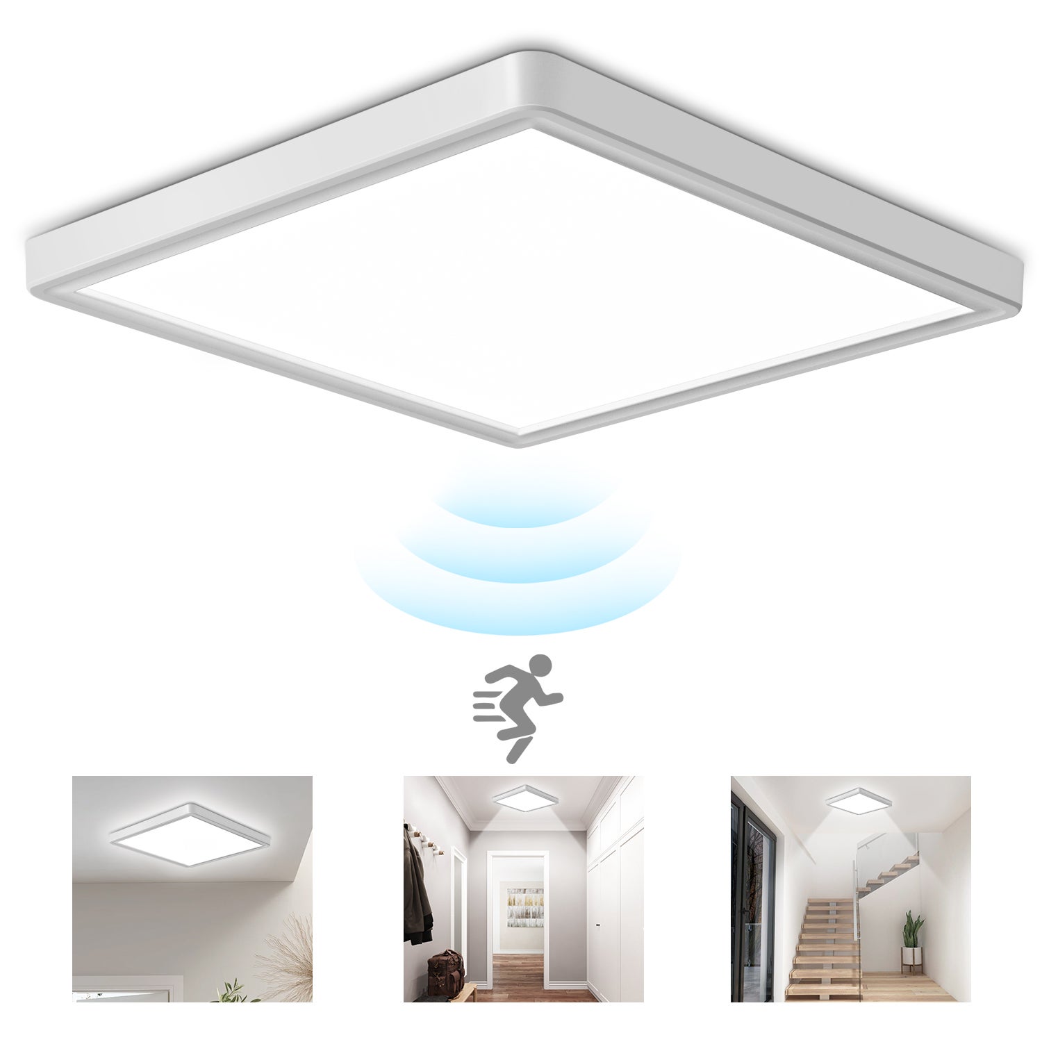 Lampa sufitowa LED LOVHAUS z czujnikiem ruchu, 18 W, 1620 lm, lampa do wnętrz z czujnikiem ruchu, 4000 K, lampa sufitowa z czujnikiem do hotelu