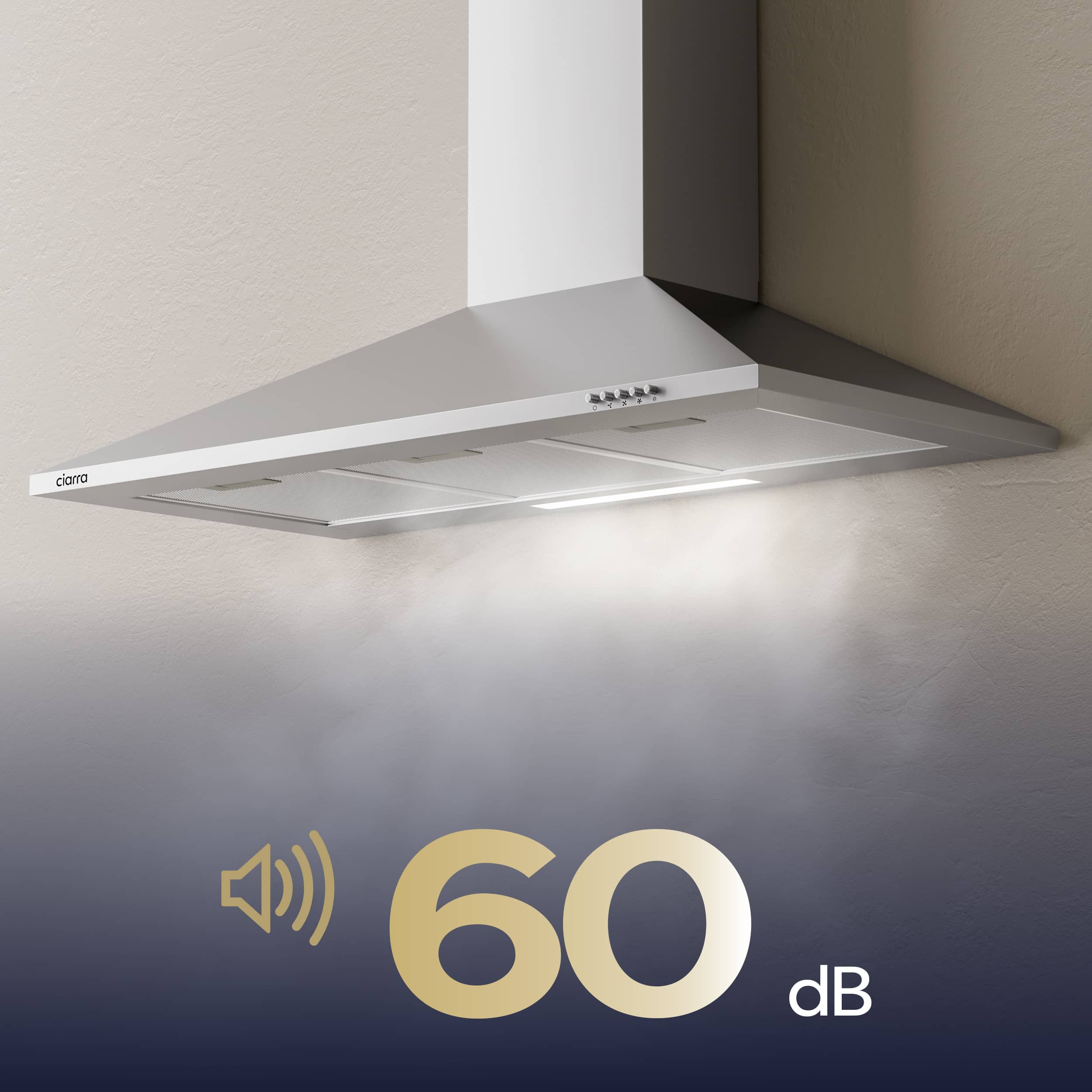 CIARRA Exaustor de parede 90 cm 406 m³/h A++ 3 Velocidades com Filtros de Carvão Extração ou Recirculação Inox 201SS90 - 4