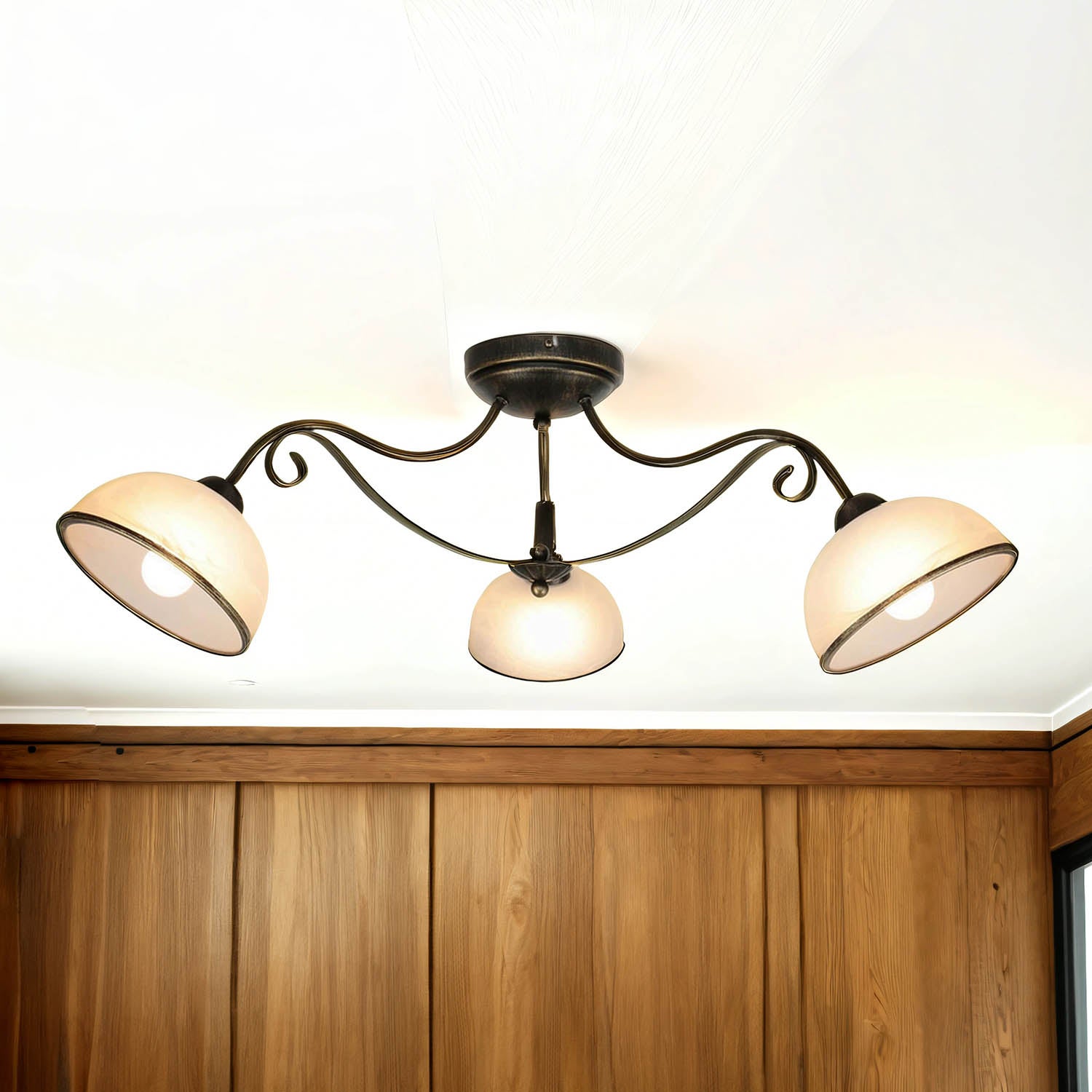 Lampa sufitowa wisząca Antica złota patyna-biała 3xE27x15W wym: 30 x 70 x 70 cm metal Luminex
