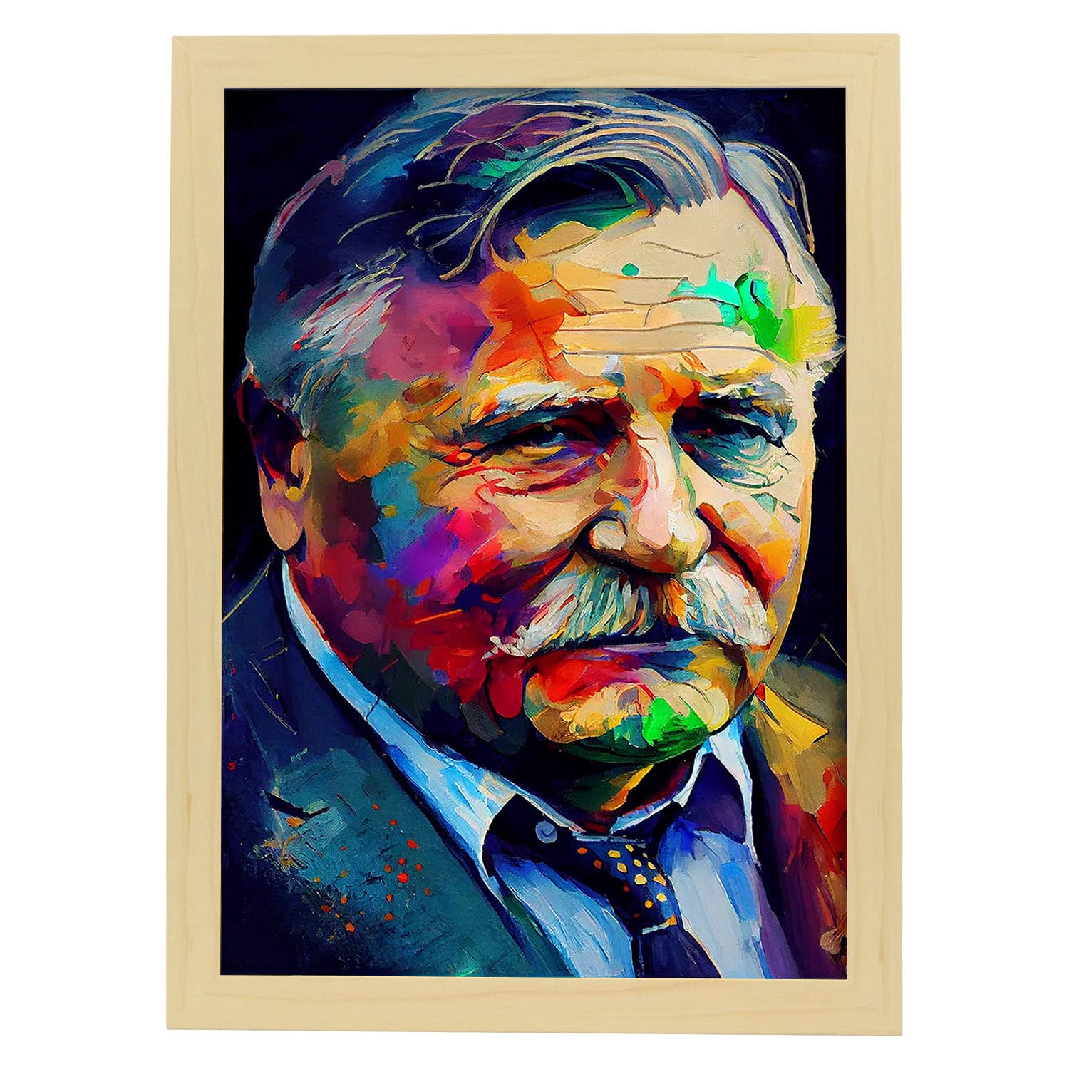 Nacnic poster de lech walesa en estilo retrato a todo color ilustraciones y caricaturas de personajes históricos famosos diseño y a3 marcos madera
