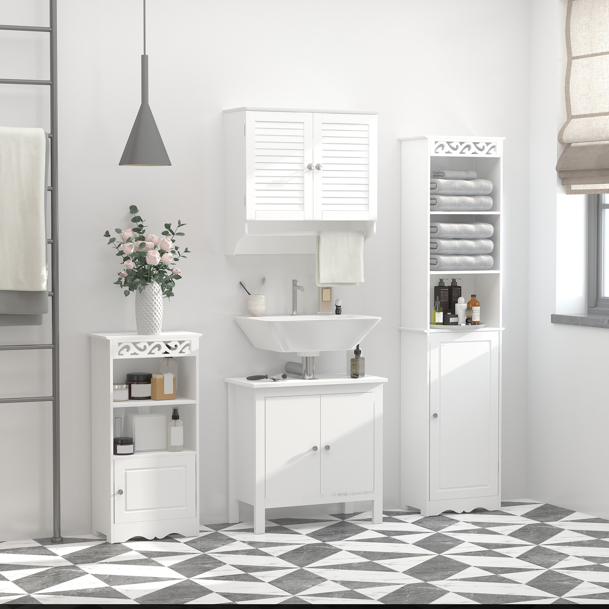 Armoire murale salle de bain MDF blanc KLEANKIN - 2