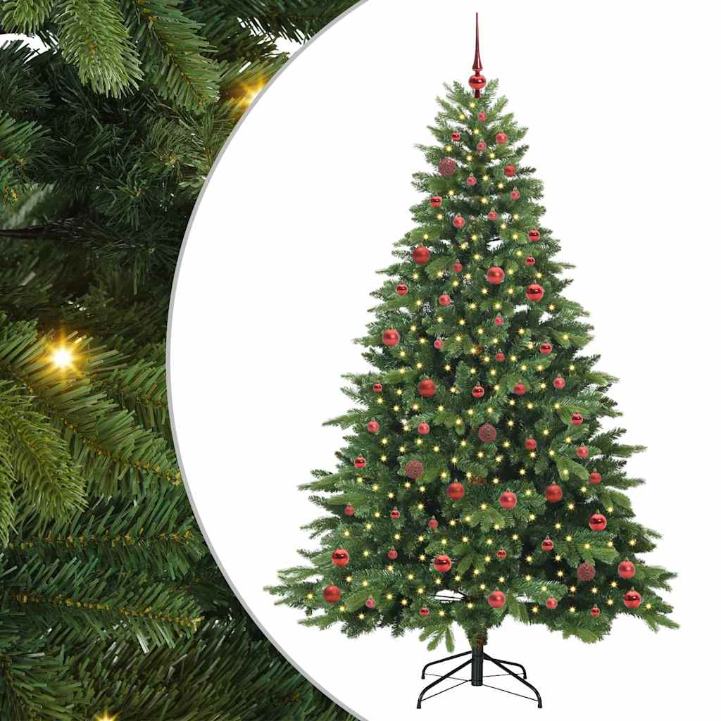 Sztuczna choinka z 300 diodami LED Zielony 210 cm PE i PVC
