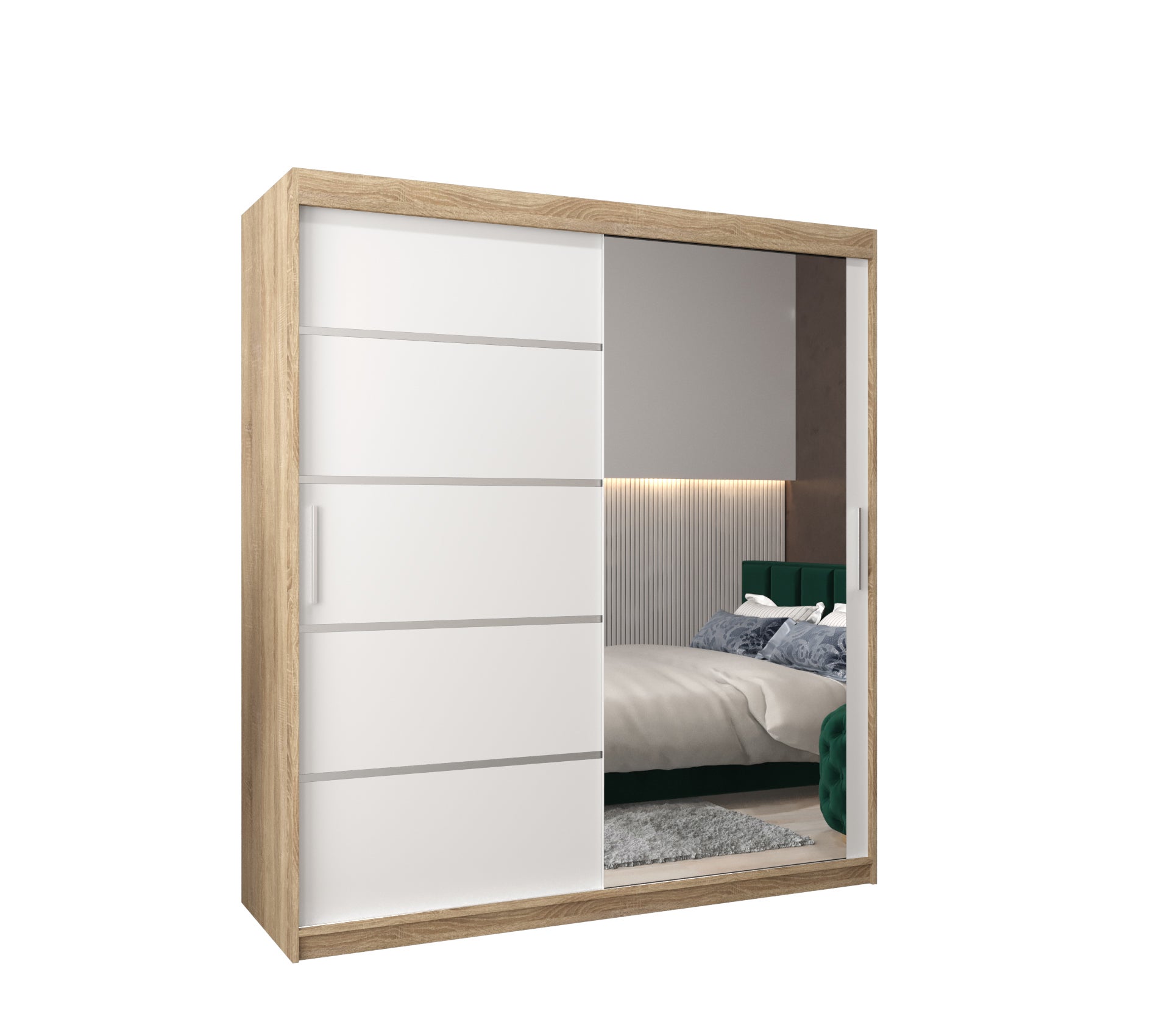Szafa przesuwna garderoba Verona 2 180 x 62 x 200 cm Sonoma + Biały - Abiks Meble