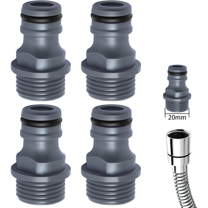 Zestaw 4 przyłączy kranowych G 1/2" / 20 mm, z gwintem zewnętrznym do węży ogrodowych