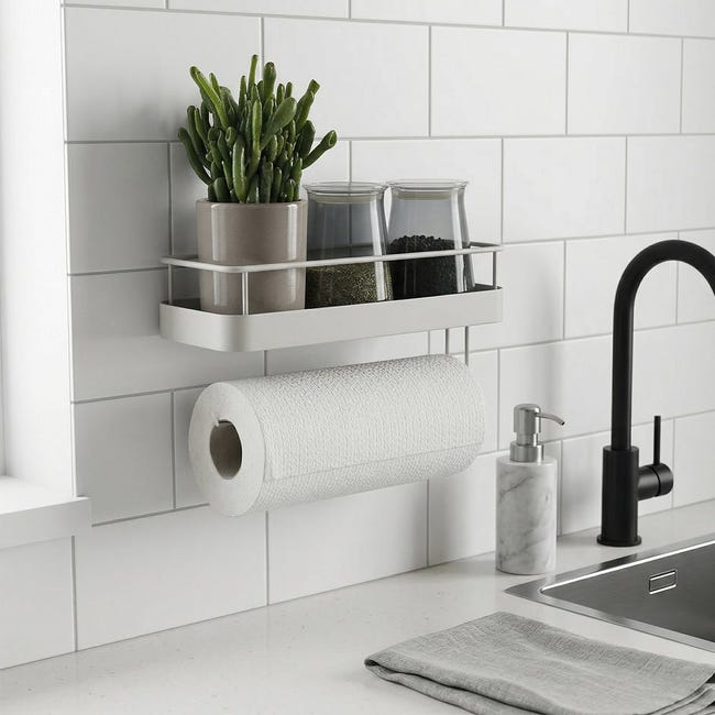 bremermann Kitchen Shelf with Roll Holder and Utensil Holder bremermann Kitchen Shelf with Roll Holder and Utensil Holder