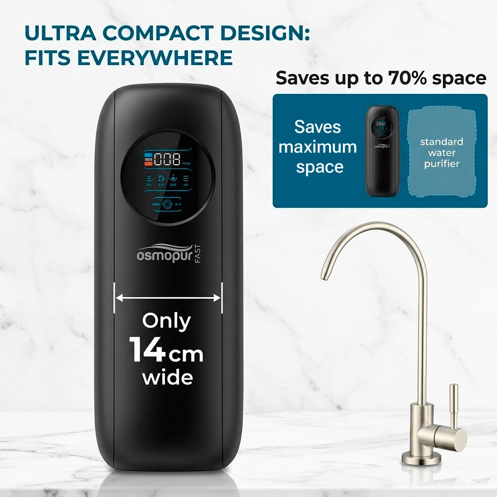 OSMOPUR FAST 800 GPD Osmose Reversa - Sistema compacto de fluxo direto com alta produção de 2,1 L/min - 2