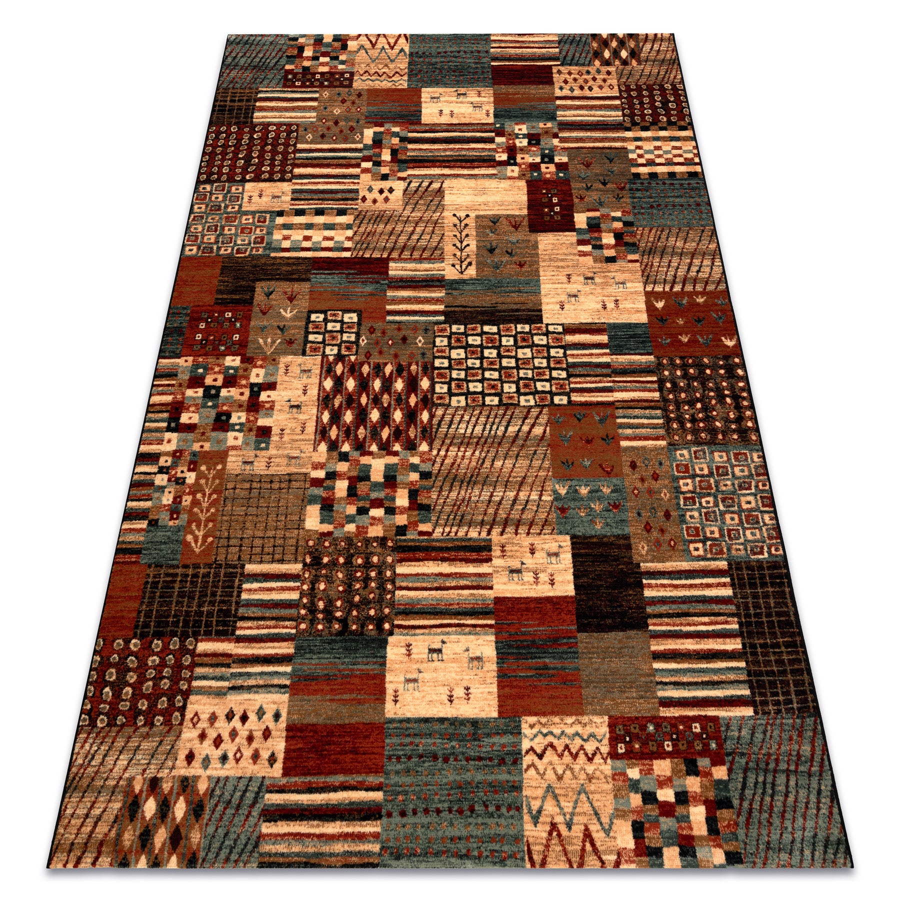 Dywan wełniany KASHQAI 4353 990 Patchwork terakota / beż 135x200 cm