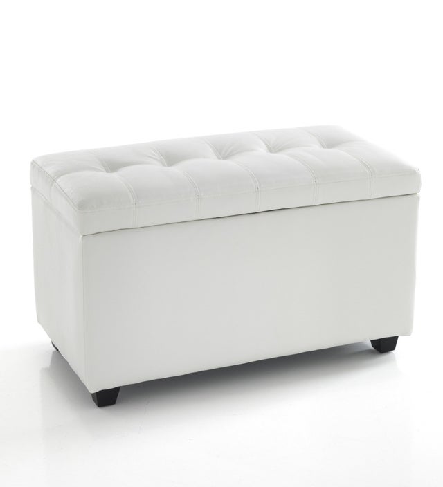 Cassapanca NICE WHITE 80 in pelle sintetica bianca con contenitore, L.80 P.43,5 H.46,5