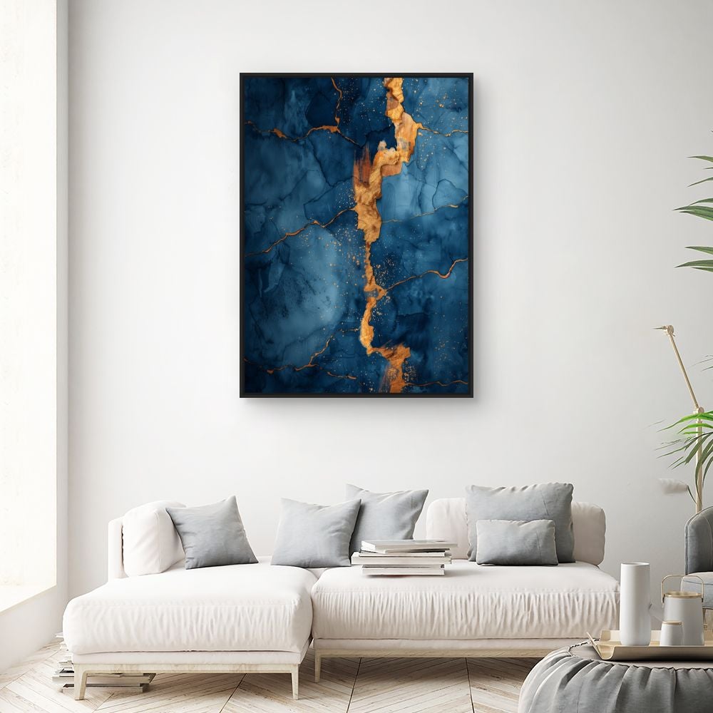 Toile encadrée Veines dorées mystérieuses / 100x140cm / Cadre Noir / Fabriqué en France / Toile murale / DADA ART - 2