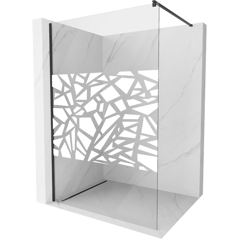Mexen Kioto ścianka prysznicowa Walk-in 110 x 200 cm, biały wzór 8 mm, czarna - 800-110-101-70-85