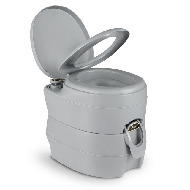Toilettes Sèche Portable, Réservoir Eau 12L, Eaux Usées 20L, Pompe de Chasse d'eau, Supporte 150kg, Compacte à Double Sortie pour Camping, Voyage