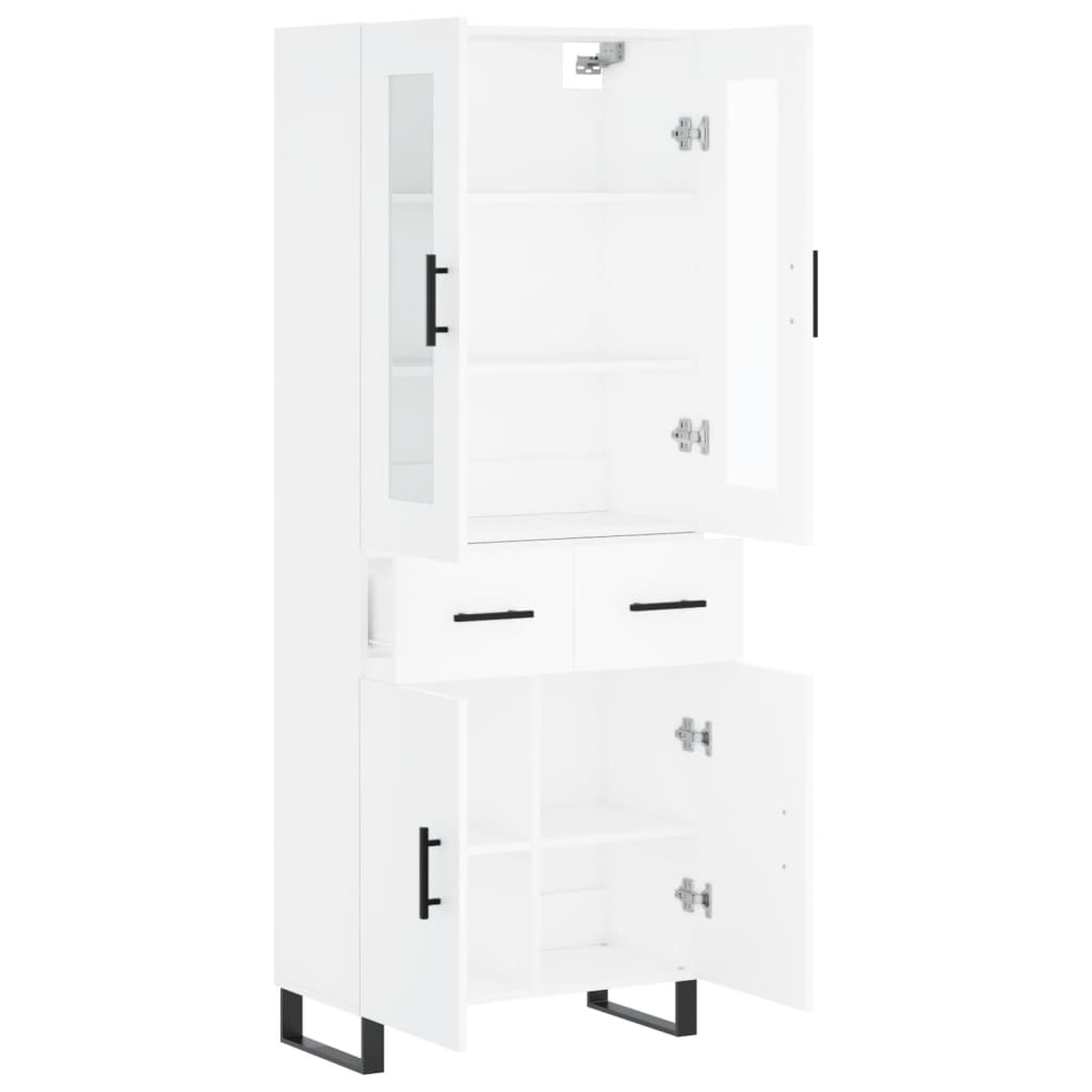 Buffet haut Blanc 69,5x34x180 cm Bois d'ingénierie - 4